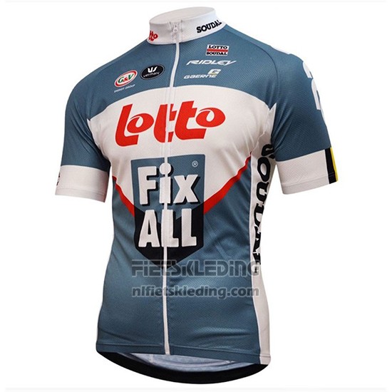 2018 Fietskleding Lotto Fix All Wit Blauw Korte Mouwen en Koersbroek